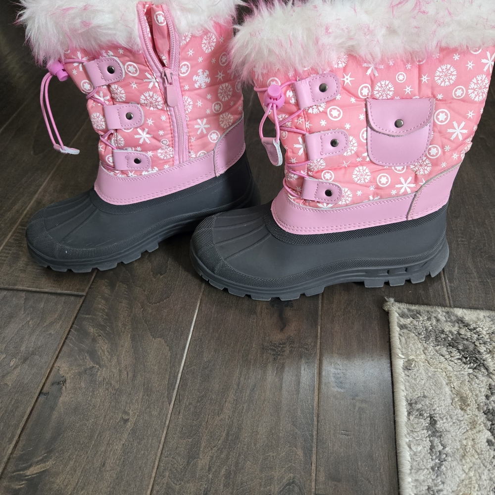 Cat & Jack Pink Snow Boots with Faux Fur Trim